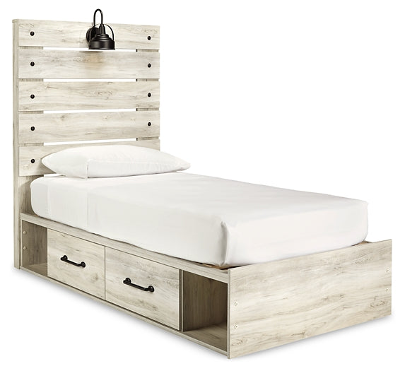 Cambeck Panel Bed With 4 Storage Drawers With Mirrored Dresser And 2 Nightstands