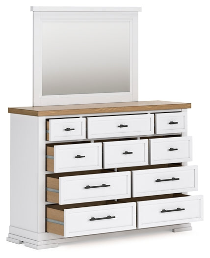 Ashbryn King Panel Storage Bed with Mirrored Dresser and Chest