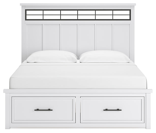 Ashbryn King Panel Storage Bed with Mirrored Dresser and Chest
