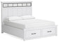 Ashbryn California King Panel Storage Bed with Mirrored Dresser and Chest