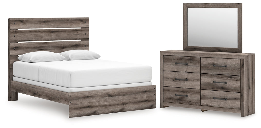 Graystorm Queen Panel Bed with Mirrored Dresser