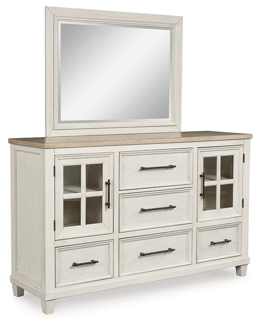 Shaybrock California King Panel Bed with Mirrored Dresser and Chest