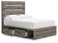 Graystorm Full Panel Bed with Storage with Mirrored Dresser