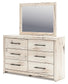 Lawroy King Panel Headboard with Mirrored Dresser, Chest and Nightstand