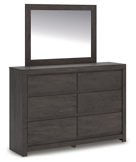 Fraluna Queen Panel Bed with Mirrored Dresser and Chest