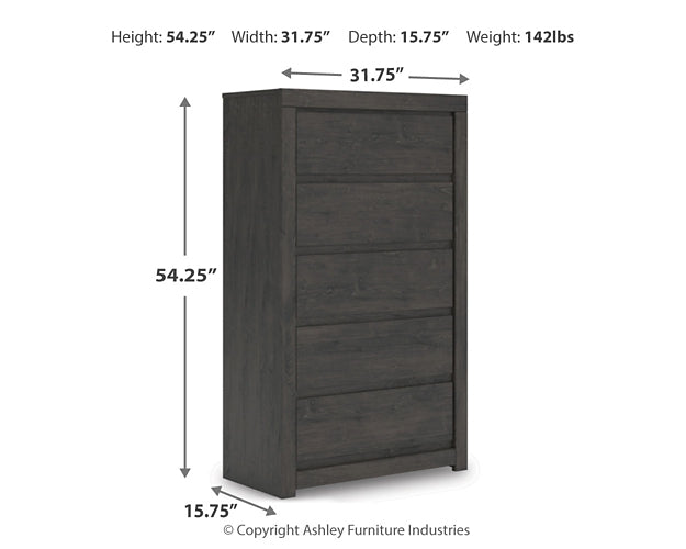 Fraluna Queen Panel Bed with Mirrored Dresser and Chest