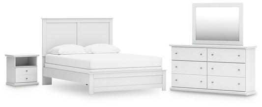 Bostwick Shoals Queen Panel Bed with Mirrored Dresser and Nightstand