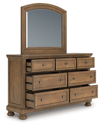 Feddinger King Panel Bed with Mirrored Dresser and Chest