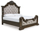 Maylee King Upholstered Bed with Mirrored Dresser and Chest