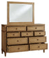 Sharlance King Upholstered Panel Bed with Mirrored Dresser and Chest