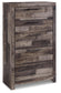 Derekson Twin Panel Headboard Bed with Mirrored Dresser, Chest and Nightstand