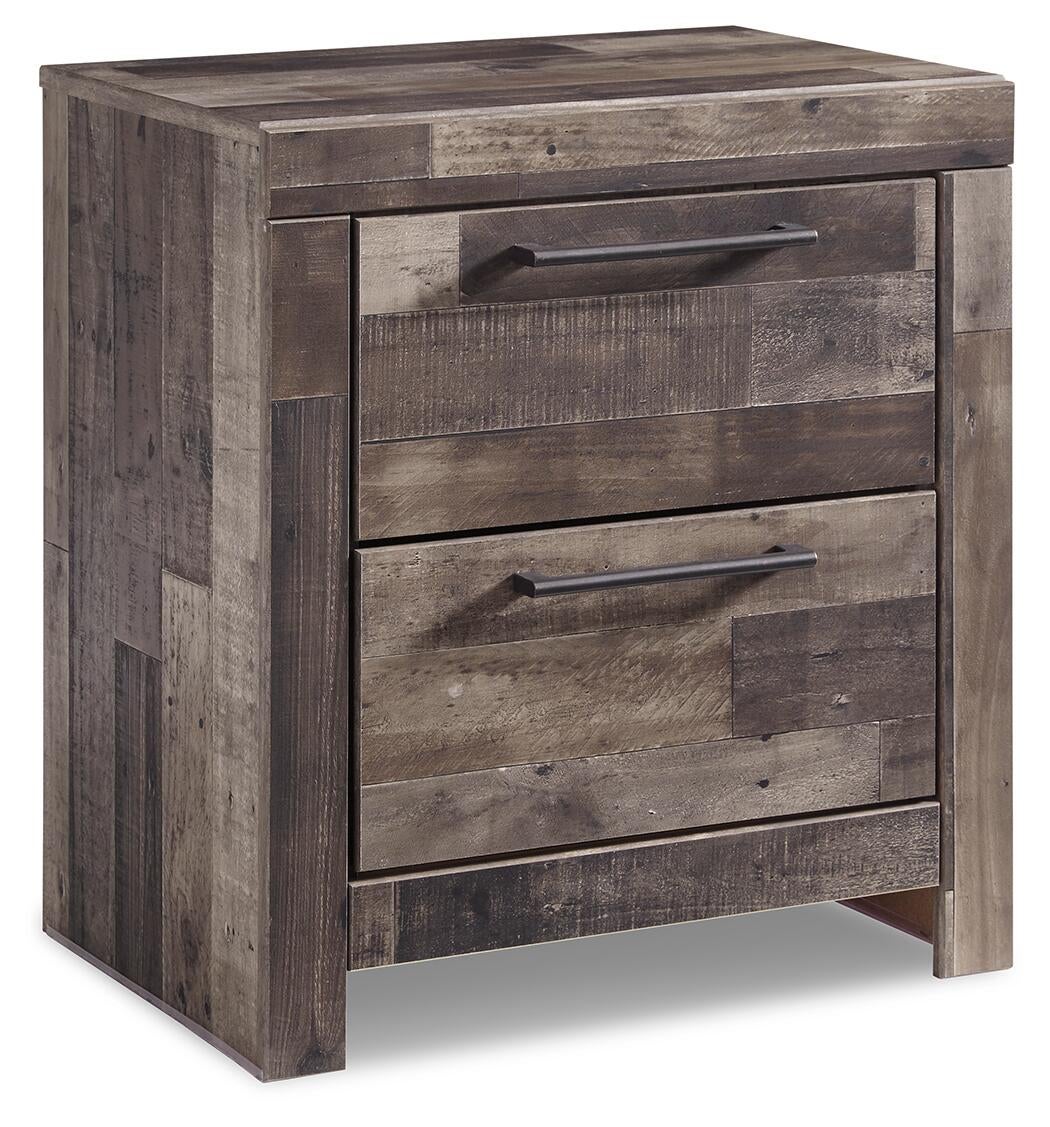 Derekson Queen/Full Panel Headboard Bed with Mirrored Dresser, Chest and Nightstand