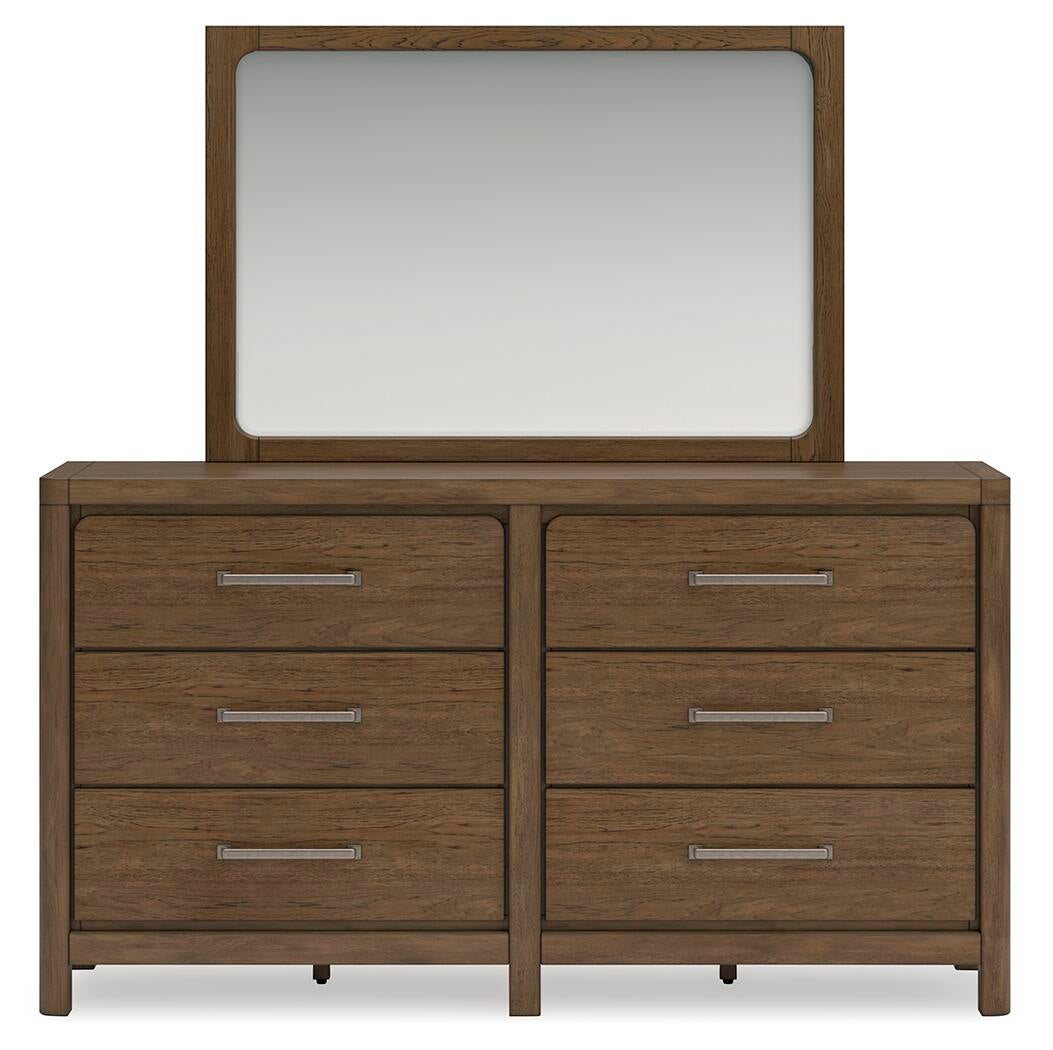 Cabalynn California King Upholstered Bed with Mirrored Dresser, Chest and Nightstand