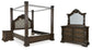 Maylee King Canopy Bed, Dresser, Mirror and Nightstand