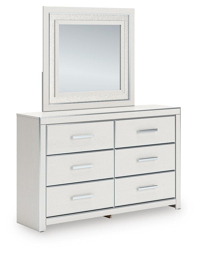 Zuraleus King Upholstered Panel Platform Bed, Dresser, Mirror, Chest and Nightstand