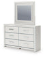 Zuraleus Queen Upholstered Panel Platform Bed, Dresser and Mirror