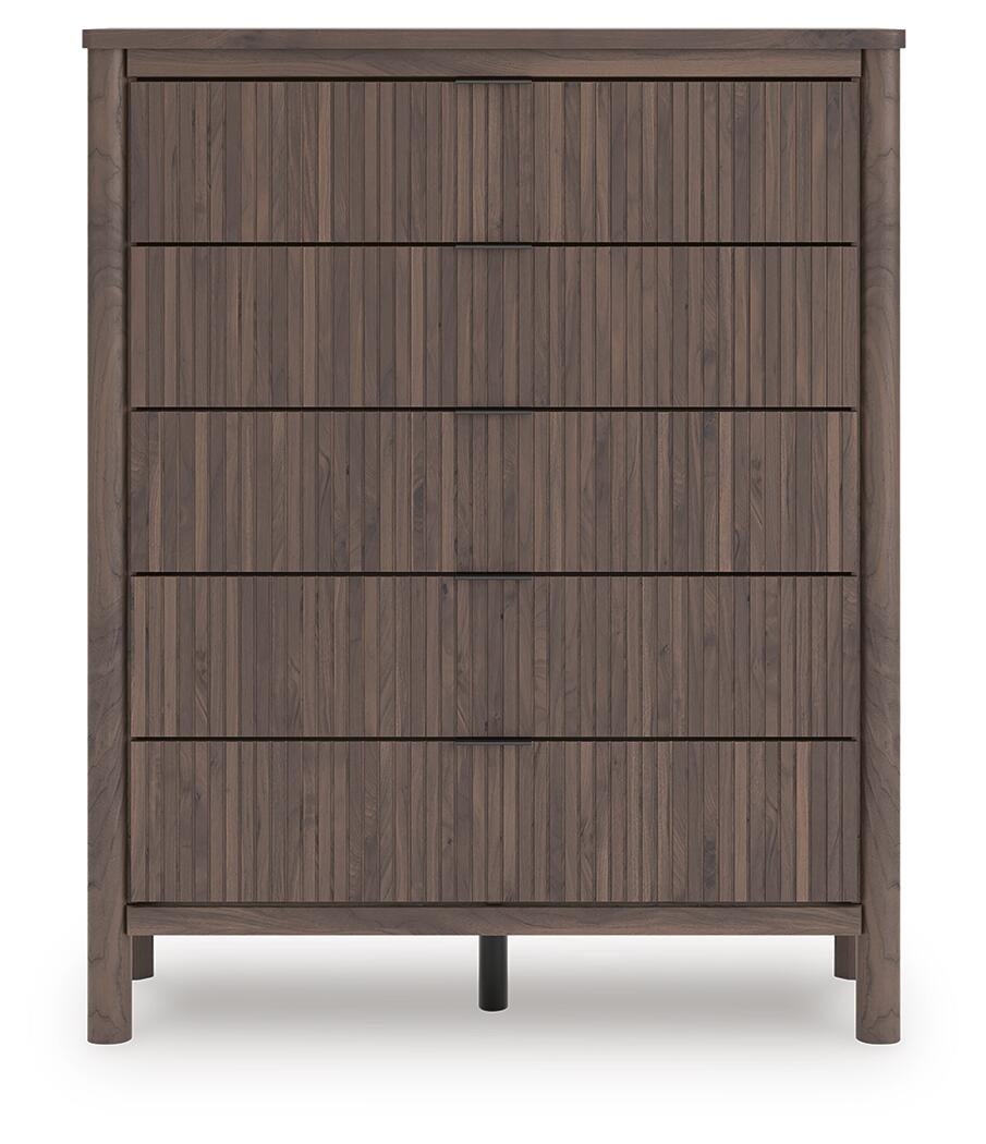 Pamytta King Upholstered Panel Bed, Dresser, Mirror, Chest and Nightstand
