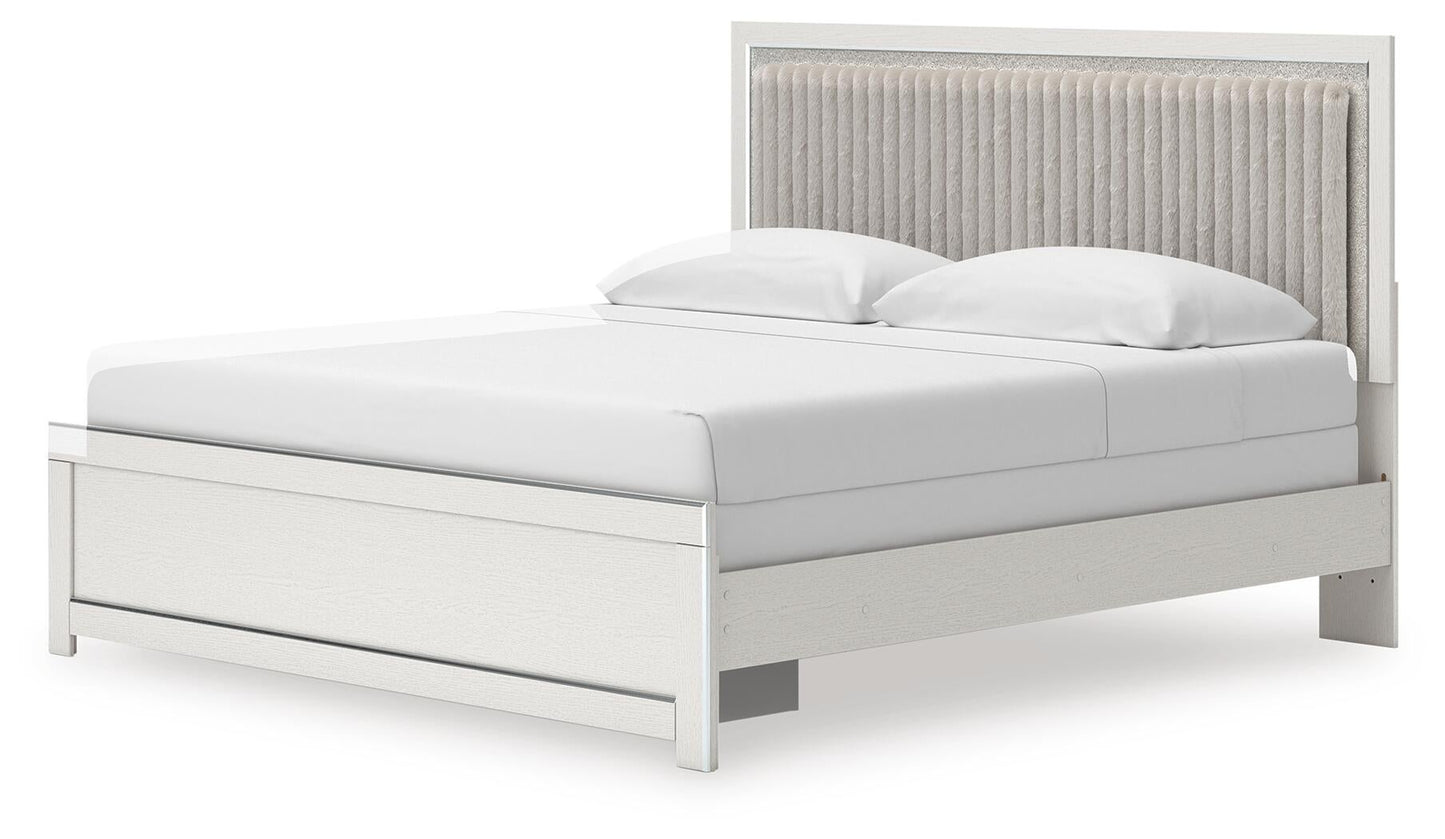 Zuraleus King Upholstered Panel Bed, Dresser, Mirror and Nightstand