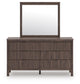 Pamytta Queen Upholstered Panel Platform Bed, Dresser, Mirror and Nightstand