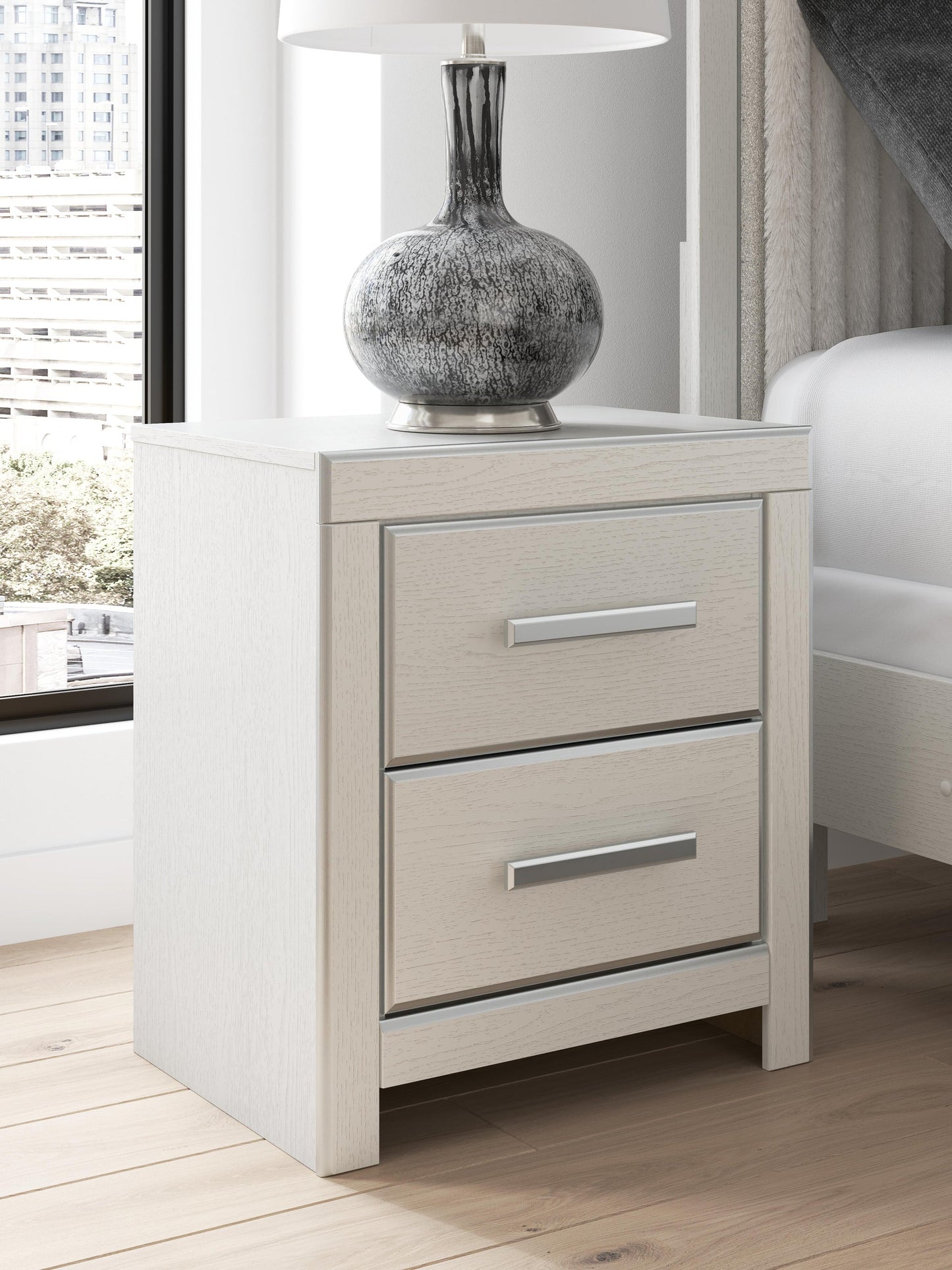 Zuraleus Queen Upholstered Panel Platform Bed, Dresser, Mirror and Nightstand