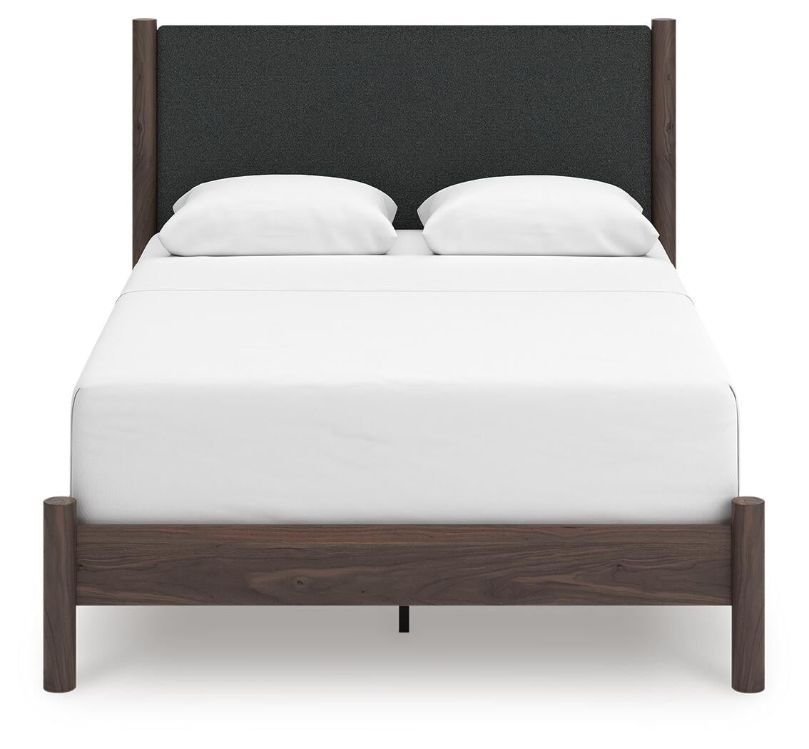 Pamytta Queen Upholstered Panel Bed, Dresser, Mirror, Chest and Nightstand