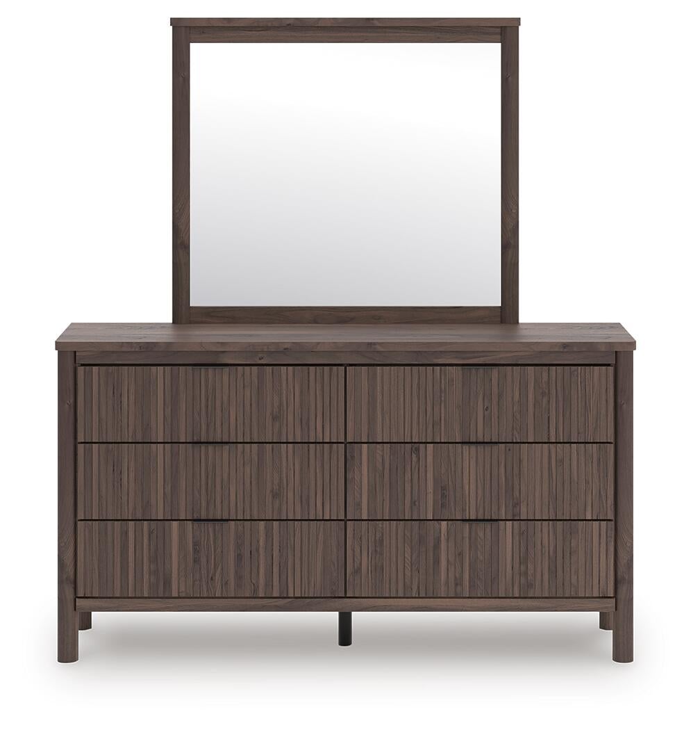 Pamytta Full Upholstered Panel Bed, Dresser, Mirror, Chest and Nightstand