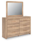 Kinlanni King Upholstered Platform Bed, Dresser and Mirror