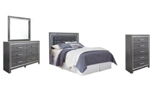 Load image into Gallery viewer, Lodanna Queen/Full Upholstered Panel Headboard with Mirrored Dresser and Chest
