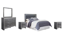 Load image into Gallery viewer, Lodanna Queen/Full Upholstered Panel Headboard with Mirrored Dresser and 2 Nightstands
