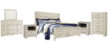 Load image into Gallery viewer, Bellaby Queen Crossbuck Panel Bed with Mirrored Dresser, Chest and 2 Nightstands
