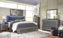 Load image into Gallery viewer, Lodanna King Panel Bed with 2 Storage Drawers with Mirrored Dresser, Chest and Nightstand
