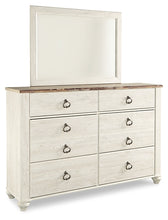 Load image into Gallery viewer, Willowton Queen Panel Bed with Mirrored Dresser and 2 Nightstands
