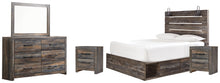 Load image into Gallery viewer, Drystan Queen Panel Bed with 2 Storage Drawers with Mirrored Dresser and 2 Nightstands
