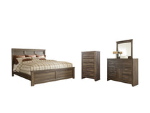 Load image into Gallery viewer, Juararo Queen Panel Bed with Mirrored Dresser and Chest
