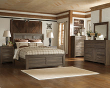 Load image into Gallery viewer, Juararo Queen Panel Bed with Mirrored Dresser, Chest and Nightstand
