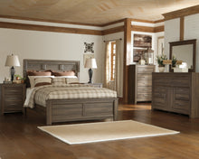 Load image into Gallery viewer, Juararo Queen Panel Bed with Mirrored Dresser, Chest and 2 Nightstands
