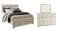 Load image into Gallery viewer, Bellaby Queen Platform Bed with 2 Storage Drawers with Mirrored Dresser
