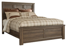 Load image into Gallery viewer, Juararo King Panel Bed with Mirrored Dresser and 2 Nightstands
