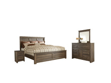 Load image into Gallery viewer, Juararo King Panel Bed with Mirrored Dresser and 2 Nightstands
