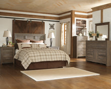 Load image into Gallery viewer, Juararo Queen Panel Headboard with Mirrored Dresser and Chest
