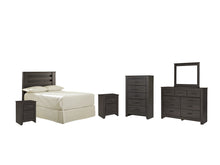 Load image into Gallery viewer, Brinxton Full Panel Headboard with Mirrored Dresser, Chest and 2 Nightstands
