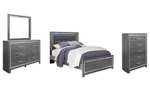 Load image into Gallery viewer, Lodanna Queen Panel Bed with Mirrored Dresser and Chest
