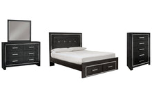 Load image into Gallery viewer, Kaydell Queen Panel Bed with Storage with Mirrored Dresser and Chest
