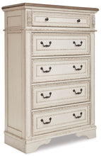 Load image into Gallery viewer, Realyn Queen Upholstered Bed with Mirrored Dresser and Chest
