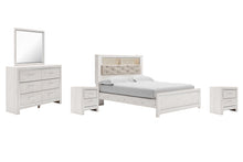 Load image into Gallery viewer, Altyra Queen Panel Bookcase Bed with Mirrored Dresser and 2 Nightstands
