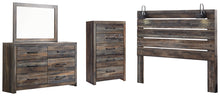 Load image into Gallery viewer, Cambeck King Panel Headboard with Mirrored Dresser and Chest
