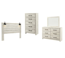 Load image into Gallery viewer, Cambeck King Panel Headboard with Mirrored Dresser and Chest

