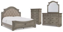 Load image into Gallery viewer, Lodenbay California King Panel Bed with Mirrored Dresser and Chest
