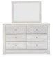 Paxberry King Panel Bed with Mirrored Dresser, Chest and Nightstand
