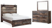 Load image into Gallery viewer, Drystan  Panel Bed With 2 Storage Drawers With Mirrored Dresser
